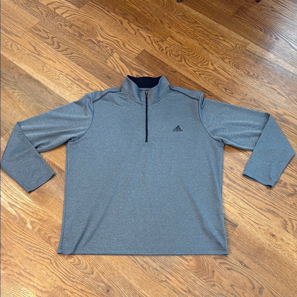 Adidas Heather Gray Heather Quarter-Zip Top
